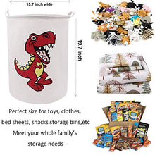 Load image into Gallery viewer, ZUEXT Red Dinosaur Laundry Basket 19.7x15.7 Inch,Dino Toy Bin,Collapsible Waterproof Canvas Dirty Clothes Hamper, Extra Large Fabric Lightweight Storage Basket for Boys Bedroom Baby Nursery Room