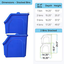 Load image into Gallery viewer, 4 Pack of Bins - Blue Stackable Recycling Bin Container with Handle 6 Gallon