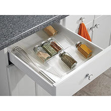 Load image into Gallery viewer, mDesign Adjustable, Expandable Plastic Spice Rack, Drawer Organizer for Kitchen Cabinet Drawers - 3 Slanted Tiers for Garlic, Salt, Pepper Spice Jars, Seasonings, Vitamins, Supplements - Clear
