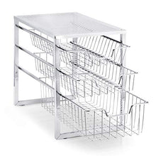 Load image into Gallery viewer, Simple Trending 3-Tier Under Sink Organizer with Sliding Storage Drawer, Cabinet Organizer for Kitchen Bathroom Office, Stackable, Chrome