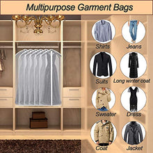 Load image into Gallery viewer, UOUEHRA Hanging Moth Proof Garment Bag Cover 24''X40'' Lightweight Clear White PEVA Breathable Bags (Pack of 6) with Study Full Zipper for Suit Clothes Storage Closet