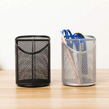 Load image into Gallery viewer, KESYOO Silver Round Steel Mesh Pen Container Pencil Cups Pencil Holder Desktop Storage Container for Home Office Desk Pen Organizer