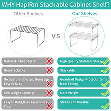 Load image into Gallery viewer, Stackable Cabinet Shelf Kitchen Cabinet Organizers and Storage, 2 Pack Pantry Shelves Organizer with Guardrails Design for Safely Storing Kitchen Counter Bedroom Bathroom Accessories, Stainless Steel