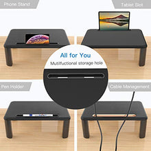 Load image into Gallery viewer, HUANUO Adjustable Monitor Stand Riser - 3 Height Adjustable Computer Monitor Stand with Phone Holder for Desk, Printer, Laptop, Computer Monitor Riser for Home & Office Use