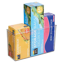 Load image into Gallery viewer, mDesign Modern Plastic Adhesive Cabinet Storage Organizer Bin for Boxed Sandwich Bags, Plastic Wrap, Aluminum Foil, Parchment/Wax Paper, 3.5" x 11" x 6.5" - Clear