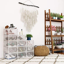 Load image into Gallery viewer, Amzdeal 6 Pcs Stackable Shoe Storage Boxes - Clear Plastic Stackable Shoe Organizer, Front Opening Shoe Container Box for Closets, Space Saver Foldable Shoe Box Bin. Fit up to US Size 10