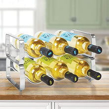 Load image into Gallery viewer, mDesign Metal Steel Free-Standing 6 Bottle Modular Wine Rack Storage Organizer for Kitchen Countertop, Table Top, Pantry, Fridge - Holder for Wine, Beer, Pop/Soda, Water, Stackable - Chrome