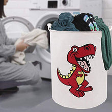 Load image into Gallery viewer, ZUEXT Red Dinosaur Laundry Basket 19.7x15.7 Inch,Dino Toy Bin,Collapsible Waterproof Canvas Dirty Clothes Hamper, Extra Large Fabric Lightweight Storage Basket for Boys Bedroom Baby Nursery Room