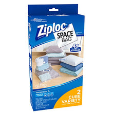 Load image into Gallery viewer, Ziploc Reusable Clothes Storage Bags, 2 Piece Cube Combo Vac Bags, 1 Large Cube, 1 XL Cube, Space Bags