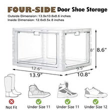 Load image into Gallery viewer, Stackable Sneaker Storage Box with 4-Side Door, Clear Plastic Shoe Storage Box Sneaker Display Case Fits for Men's 11/Women's 12 (3 Pack)