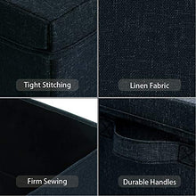 Load image into Gallery viewer, HOONEX Linen Foldable Storage Bins with lid, 2 Pack, Storage Boxes with Carrying Handles and Study Heavy Cardboard, 16.5" L x 11.8" W x 7.5" H for Toy, Shoes, Books, Clothes, Nursery, Black