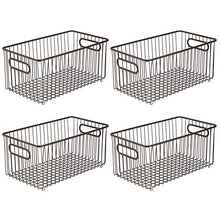 Load image into Gallery viewer, mDesign Metal Farmhouse Kitchen Pantry Food Storage Organizer Basket Bin - Wire Grid Design for Cabinets, Cupboards, Shelves, Countertops - Holds Potatoes, Onions, Fruit - 4 Pack - Bronze