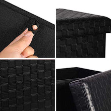 Load image into Gallery viewer, B FSOBEIIALEO Folding Storage Ottoman, Faux Leather Footrest Stool Long Bench, Black 30"x15"x15"