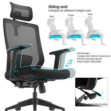 Load image into Gallery viewer, Ergonomic Office Chair with Padded Lumbar Support & Seat Slider - Ergolead High Back Desk Chair with Thick Seat Cushion, Adjustable Headest & Armrest, Mesh Computer Task Chair for Home Office, Black