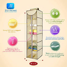 Load image into Gallery viewer, Ziz Home Hanging Closet Organizer with Zipper | 6 Shelves 12”x 12” 48" Closet Organizers and Storage Hanging Sweater Organizer for Closet Storage Hanging Clothes Sweater Shoe Storage Shelf