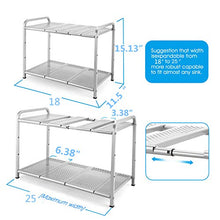 Load image into Gallery viewer, Simple Trending 2-Tier Under Sink Expandable Cabinet Shelf Organizer Rack for Kitchen Bathroom Storage, Silver