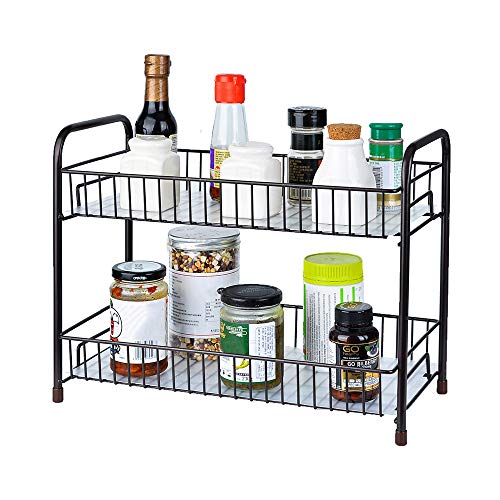 Spice Rack Organizer for Countertop 2 Tier Counter Shelf Standing Hold ...