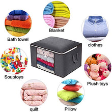 Load image into Gallery viewer, Large Capacity Clothes Storage Bag Organizer with Reinforced Handle Thick Fabric for Comforters, Blankets, Bedding, Foldable with Sturdy Zipper, Clear Window, 23Gal. (1, Grey)
