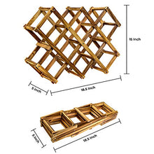 Load image into Gallery viewer, Foldable Wooden Wine Bottle Holder - Natural Wine Rack with 8 Slots - Wine Bottle Rack & Storage - Holds 10 Wine Bottles