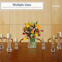 Load image into Gallery viewer, Royal Imports Flower Glass Vase Decorative Centerpiece for Home or Wedding Flat Rectangle Plate Glass, 4" W x 5" H, Clear