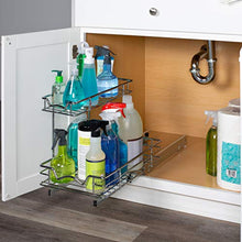 Load image into Gallery viewer, Richards Homewares, Pull Out Drawer Kitchen/Vanity Under Sink Storage Slide Organizer 11" W x 21" D x 14-1/2"H, Requires at Least 12 1/2" Cabinet Opening, Chrome