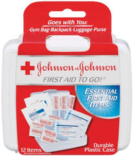Load image into Gallery viewer, Johnson & Johnson Red Cross First Aid-to-Go Mini First Aid Kit, 12 Count, Pack of 48