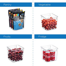 Load image into Gallery viewer, Set Of 6 Clear Pantry Organizer Bins Household Plastic Food Storage Basket with Cutout Handles for Kitchen, Countertops, Cabinets, Refrigerator, Freezer, Bedrooms, Bathrooms
