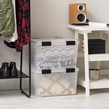 Load image into Gallery viewer, IRIS USA UCB-SD WEATHERTIGHT Storage Box, 46.6 Qt, Clear/Black, 2 Count