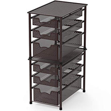 Load image into Gallery viewer, Simple Houseware Stackable 3 Tier Sliding Basket Organizer Drawer, Bronze
