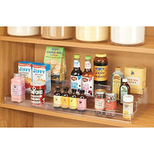Load image into Gallery viewer, mDesign Large Plastic Adjustable, Expandable Kitchen Cabinet, Pantry, Step Shelf Organizer/Spice Rack with 3 Tiered Levels of Storage for Spice Bottles, Jars, Seasonings, Baking Supplies - Clear
