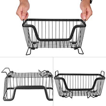 Load image into Gallery viewer, LOTTS Stackable Metal Storage Organizer Bin Basket with Handles, Open Front for Kitchen Cabinets, Pantry, Closets, Bedrooms, Bathrooms (12.6×6.5×7.6")- 2 Pack