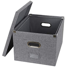 Load image into Gallery viewer, ATBAY File Storage Box Collapsible Large Capacity Office File Organizer for Letter/Legal Size Hanging File Folder Box, Gray 1Pack