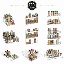 Load image into Gallery viewer, mDesign Adjustable, Expandable Plastic Spice Rack, Drawer Organizer for Kitchen Cabinet Drawers - 3 Slanted Tiers for Garlic, Salt, Pepper Spice Jars, Seasonings, Vitamins, Supplements - Clear
