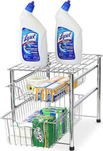 Load image into Gallery viewer, SimpleHouseware Stackable 2 Tier Sliding Basket Organizer Drawer, Chrome
