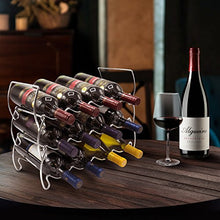 Load image into Gallery viewer, Sorbus 3-Tier Stackable Wine Rack - Classic Style Wine Racks for Bottles - Perfect for Bar, Wine Cellar, Basement, Cabinet, Pantry, etc - Hold 12 Bottles, Metal (Silver)