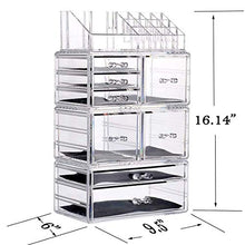 Load image into Gallery viewer, jxgzyy Clear Acrylic Makeup Organizer, Consists of 4 Large Capacity Separated Organizers, 7 Tier Stackable Storage Drawers for Cosmetic Brush Jewelry Skincare Lipstick( 9.5" x 6" x 16",Transparent)