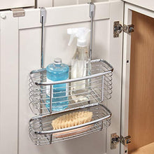 Load image into Gallery viewer, iDesign Axis Over the Cabinet 2-Tier Kitchen Storage Basket Organizer for Aluminum Foil, Sandwich Bags, Cleaning Supplies, Garbage Bags, Bath Supplies, Chrome