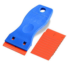 Load image into Gallery viewer, Ehdis 1.5" Plastic Razor Scraper with 10pcs Double Edged Plastic Blades for Removing Labels Stickers Decals on Glass Windows-Blue