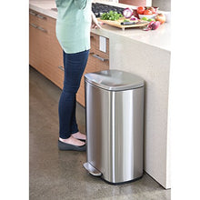 Load image into Gallery viewer, iTouchless SoftStep 13.2 Gallon Stainless Steel Step Trash Can with Odor Control System, 50 Liter Pedal Garbage Bin for Kitchen, Office, Home - Silent and Gentle Open and Close