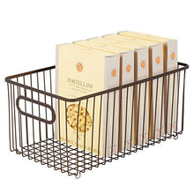 Load image into Gallery viewer, mDesign Metal Farmhouse Kitchen Pantry Food Storage Organizer Basket Bin - Wire Grid Design for Cabinets, Cupboards, Shelves, Countertops - Holds Potatoes, Onions, Fruit - 4 Pack - Bronze