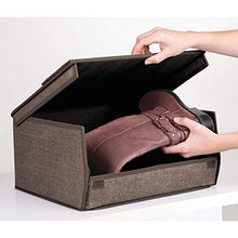 Load image into Gallery viewer, mDesign Fabric Large Storage Box Bin with Clear Window, Hinged Lid - Holder for Men's and Women's Dress Shoes, Boots, Pumps, Sandals, Flats - Modern Closet Organizer Solution, 4 Pack - Espresso Brown