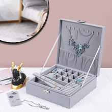 Load image into Gallery viewer, misaya Women Jewelry Box Organizer 2 Layer Large Lockable Display Jewelry Holder for Earring Ring Necklace, Gray