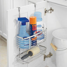 Load image into Gallery viewer, iDesign Axis Over the Cabinet 2-Tier Kitchen Storage Basket Organizer for Aluminum Foil, Sandwich Bags, Cleaning Supplies, Garbage Bags, Bath Supplies, Chrome