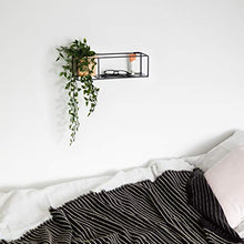 Load image into Gallery viewer, Umbra Cubist Floating Shelf with Built-In Succulent Planter – Modern Wall Décor and Geometric Display Shelf for Books, Candles, Mementos, Photos, Indoor Plants and More! | Small, Black