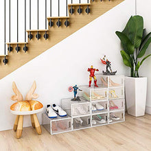 Load image into Gallery viewer, Amzdeal 6 Pcs Stackable Shoe Storage Boxes - Clear Plastic Stackable Shoe Organizer, Front Opening Shoe Container Box for Closets, Space Saver Foldable Shoe Box Bin. Fit up to US Size 10