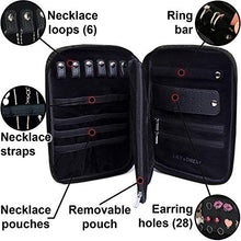 Load image into Gallery viewer, Lily & Drew Travel Jewelry Storage Carrying Case Jewelry Organizer with Removable Pouch, in Gift Box (V1B Black)