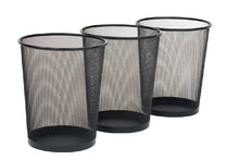 Load image into Gallery viewer, Seville Classics 3-Pack Round Mesh Wastebasket Recycling Bin, 6 Gal, 12" Diameter Top x 14" H, Black