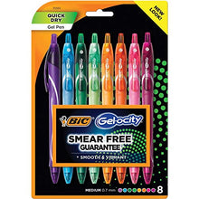 Load image into Gallery viewer, BIC Gel-Ocity Quick Dry Gel Pens, Medium Point Retractable Gel Pen (0.7mm), Assorted Colors, 8-Count