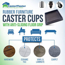 Load image into Gallery viewer, CasterMaster 3X3 Square Rubber Furniture Caster Cups with Anti-Sliding Floor Grip (Set of 4)