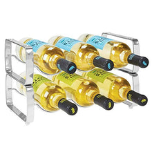 Load image into Gallery viewer, mDesign Metal Steel Free-Standing 6 Bottle Modular Wine Rack Storage Organizer for Kitchen Countertop, Table Top, Pantry, Fridge - Holder for Wine, Beer, Pop/Soda, Water, Stackable - Chrome